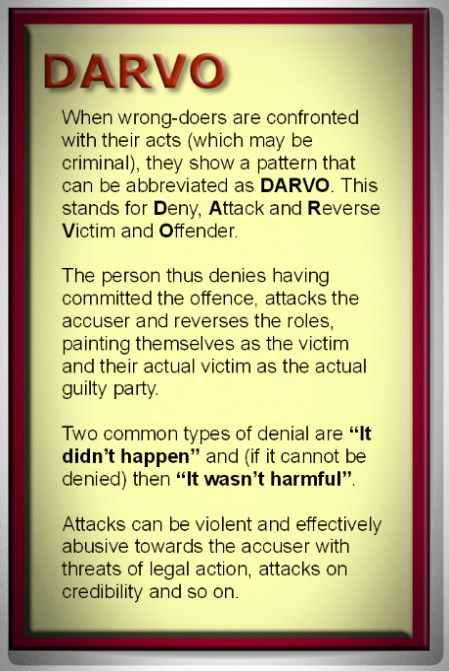 DARVO - Deny, Attack and Reverse Victim and Offender